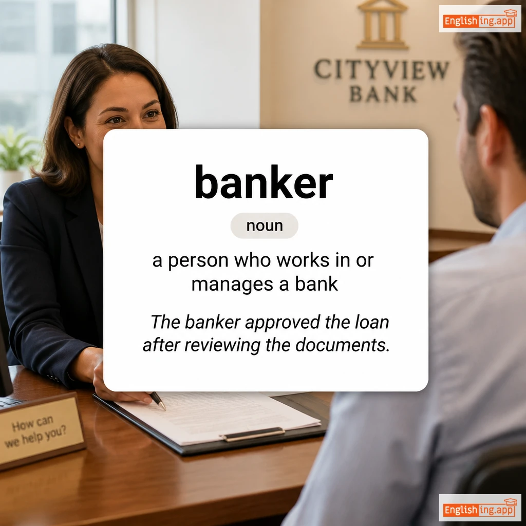 banker definition card — visual illustration of the meaning