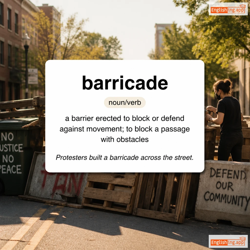 barricade definition card — visual illustration of the meaning