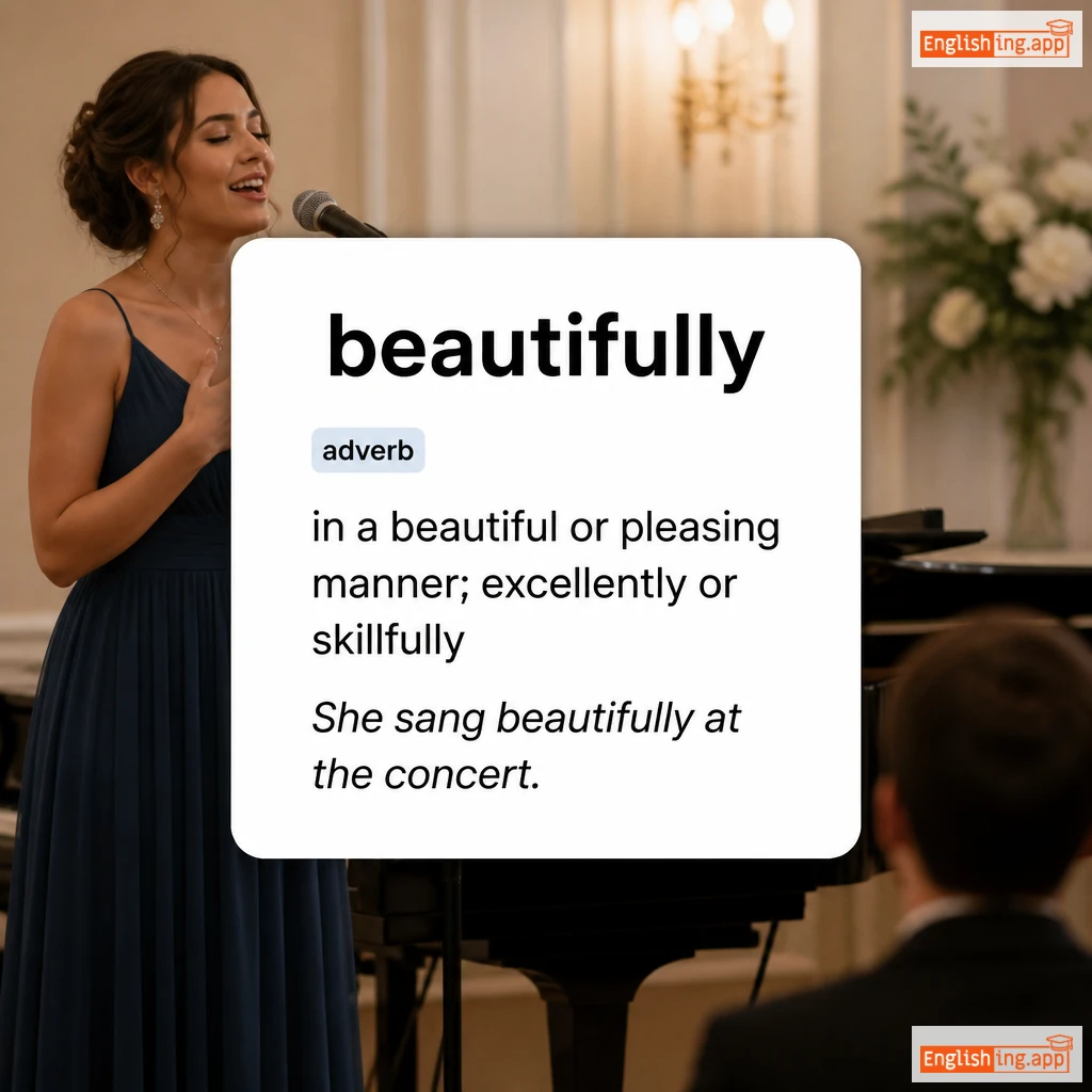 beautifully definition card — visual illustration of the meaning