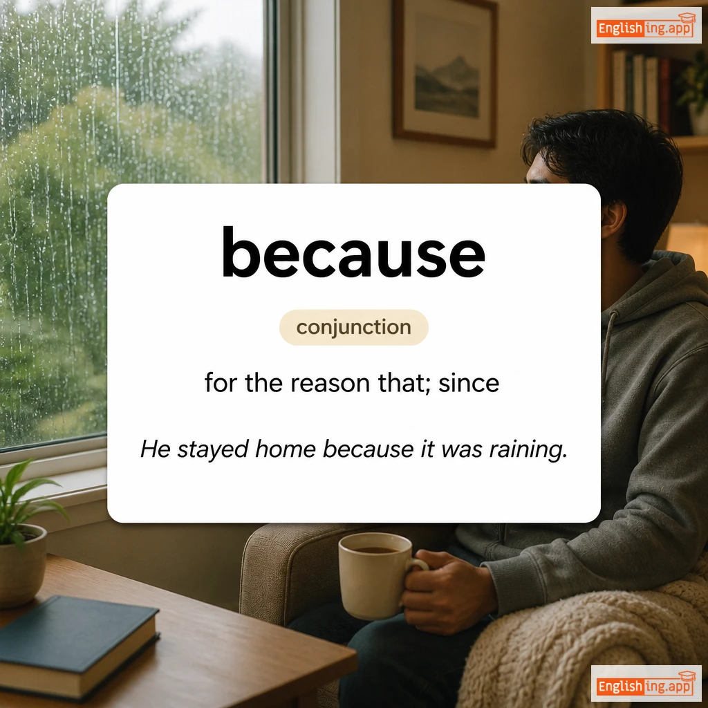 because definition card — visual illustration of the meaning