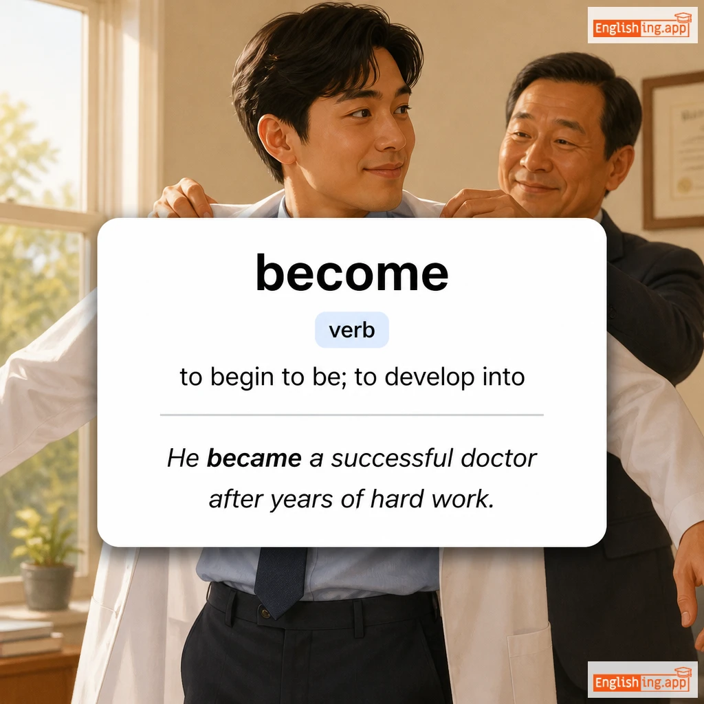 become definition card — visual illustration of the meaning