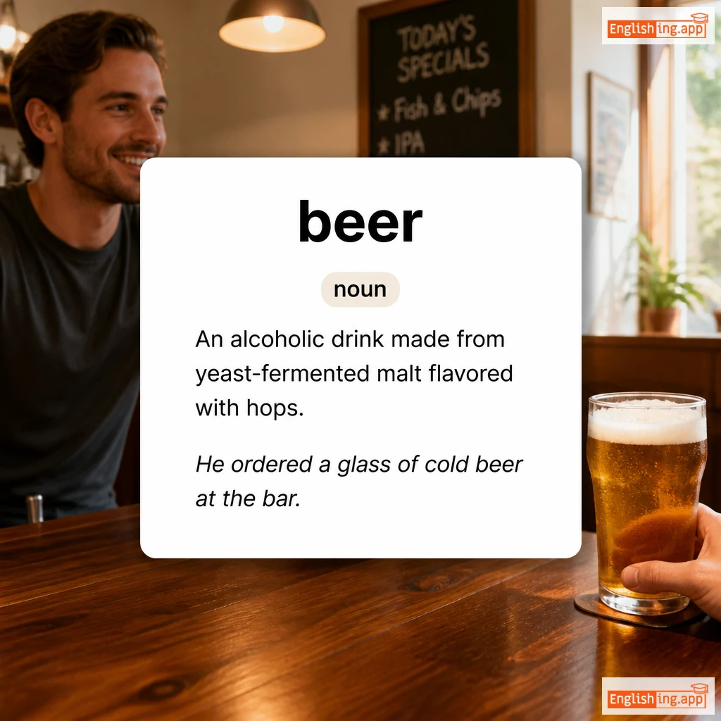 beer definition card — visual illustration of the meaning