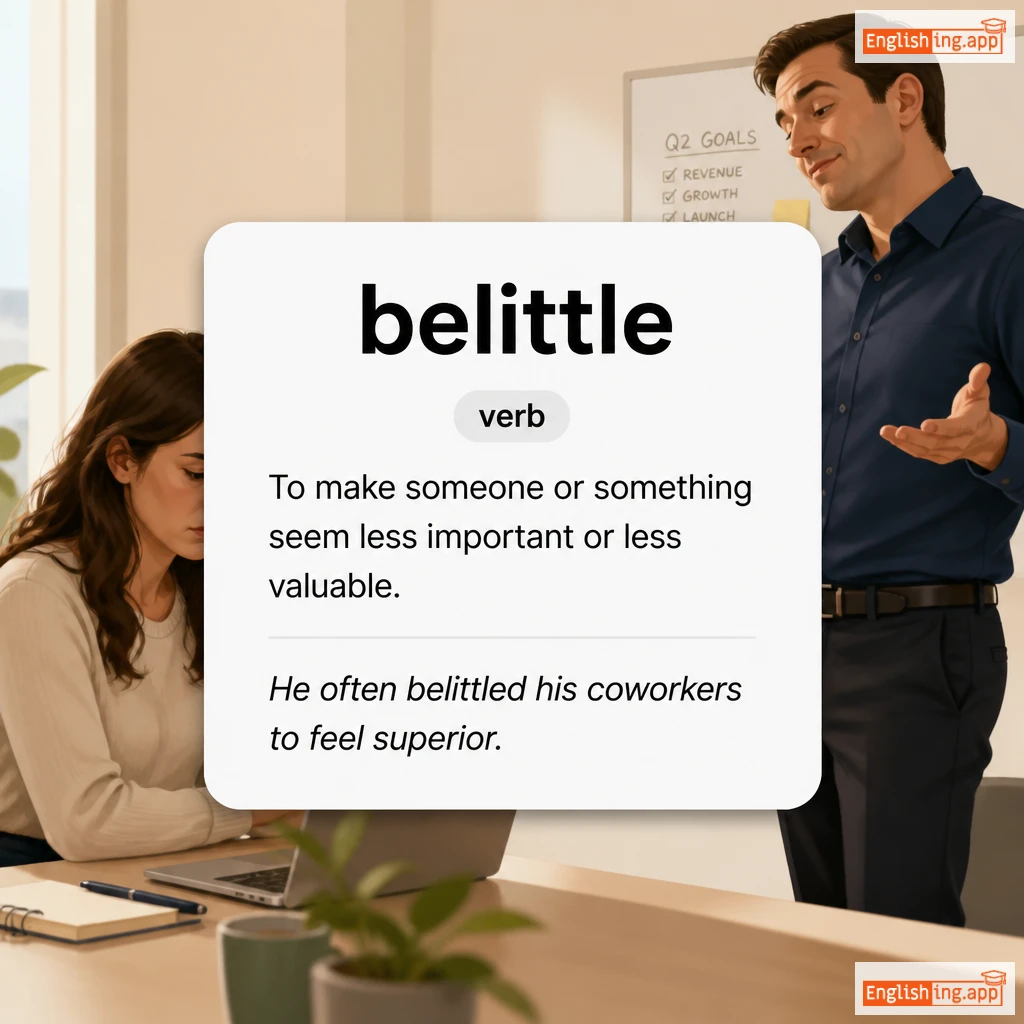 belittle definition card — visual illustration of the meaning