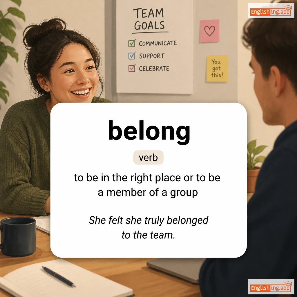 belong definition card — visual illustration of the meaning