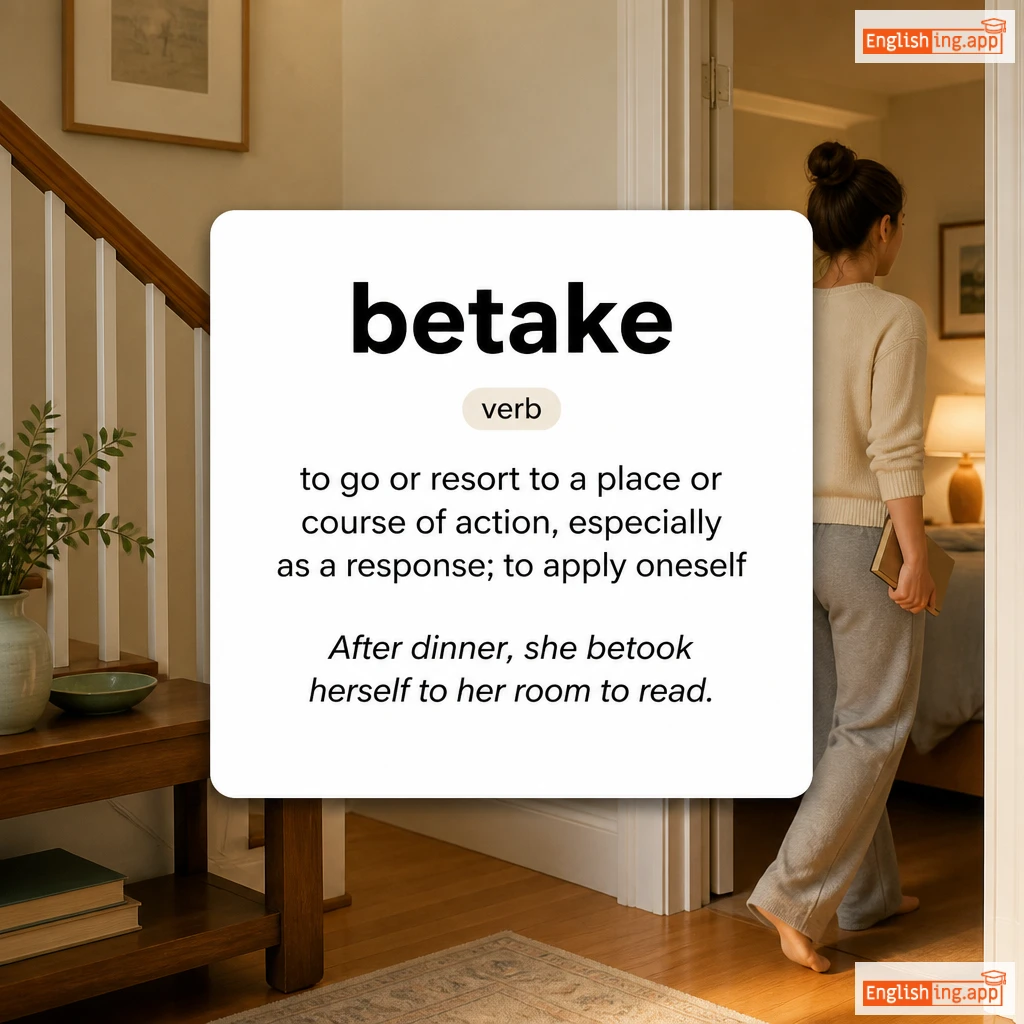 betake definition card — visual illustration of the meaning
