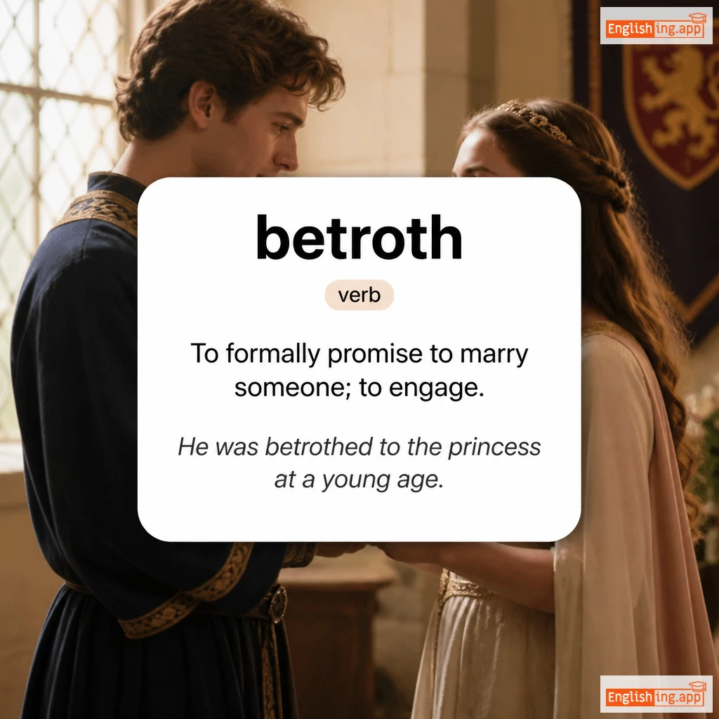 betroth definition card — visual illustration of the meaning