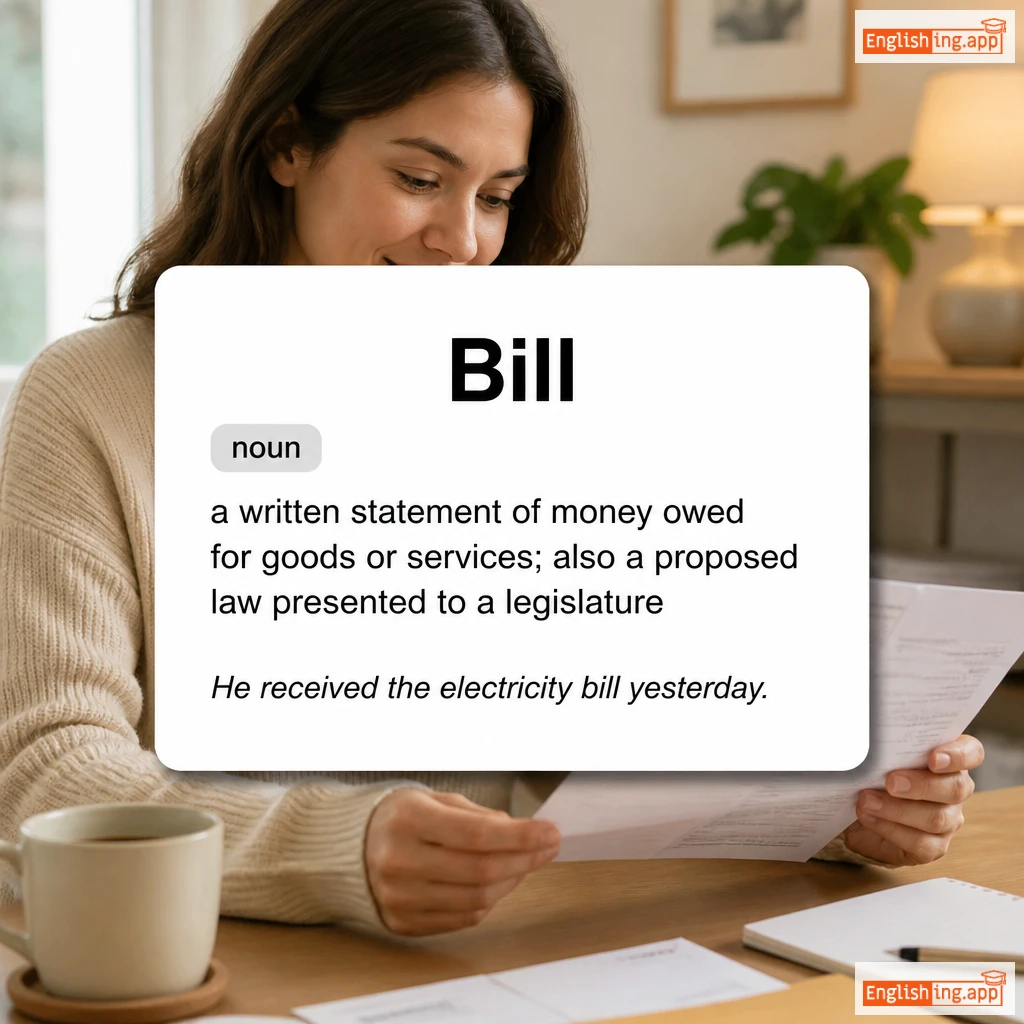 Bill definition card — visual illustration of the meaning