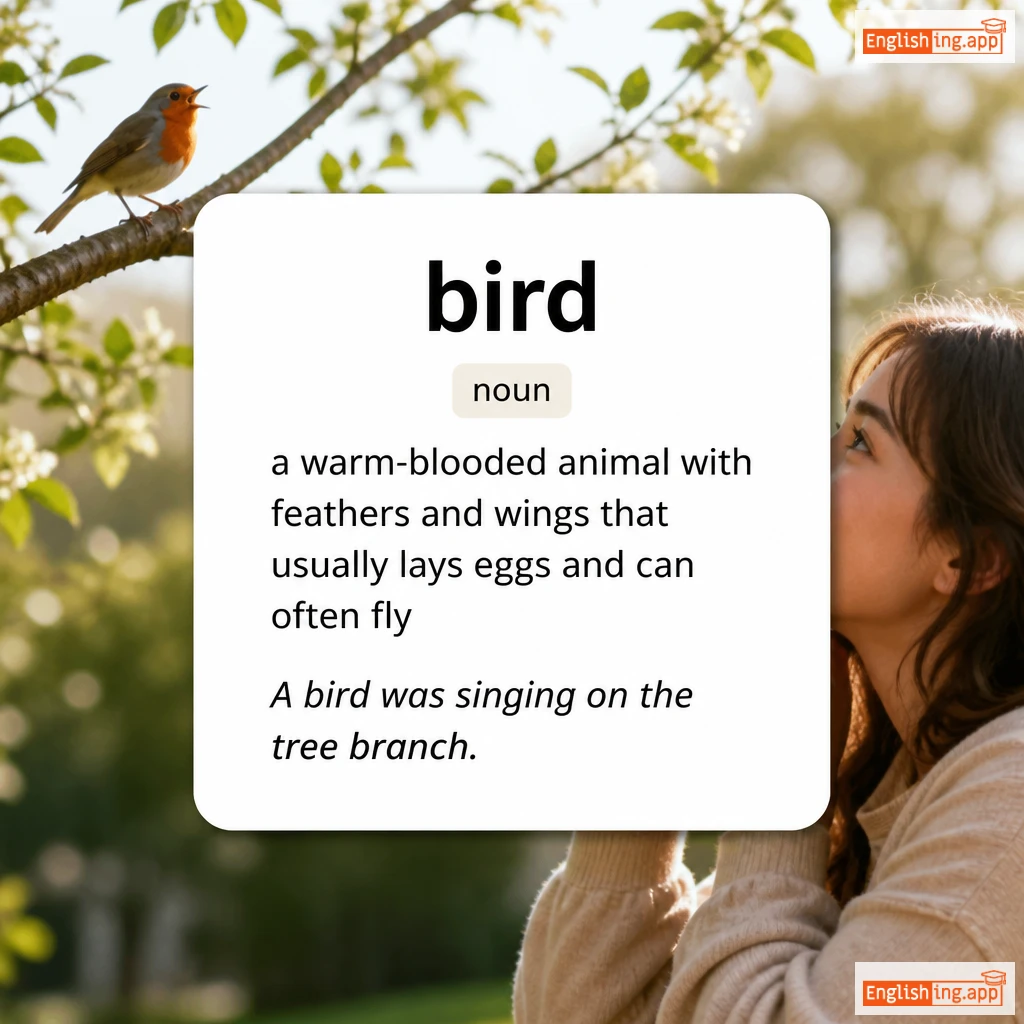 bird definition card — visual illustration of the meaning