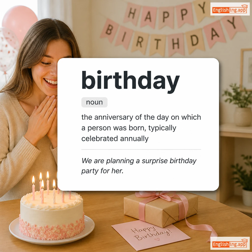 birthday definition card — visual illustration of the meaning