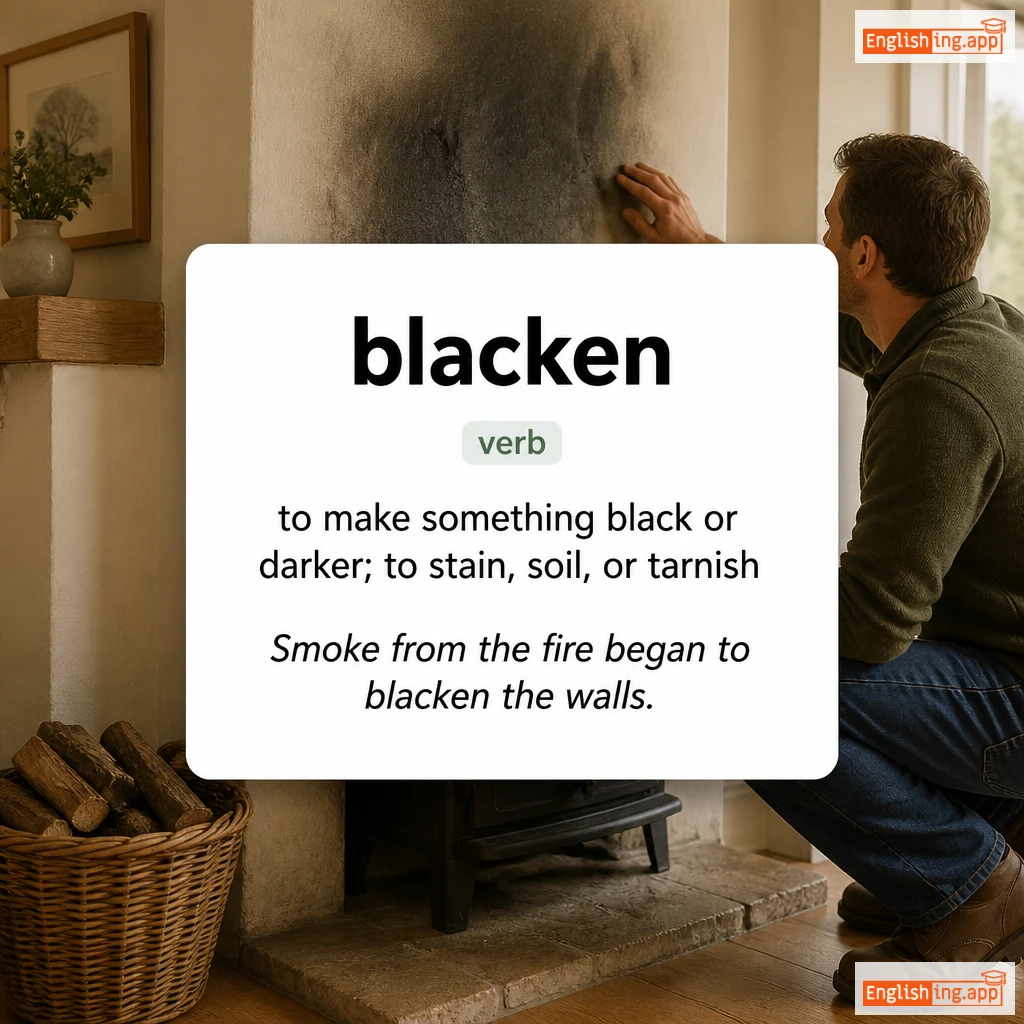 blacken definition card — visual illustration of the meaning
