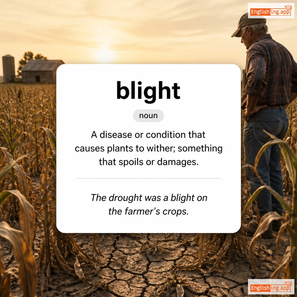 blight definition card — visual illustration of the meaning