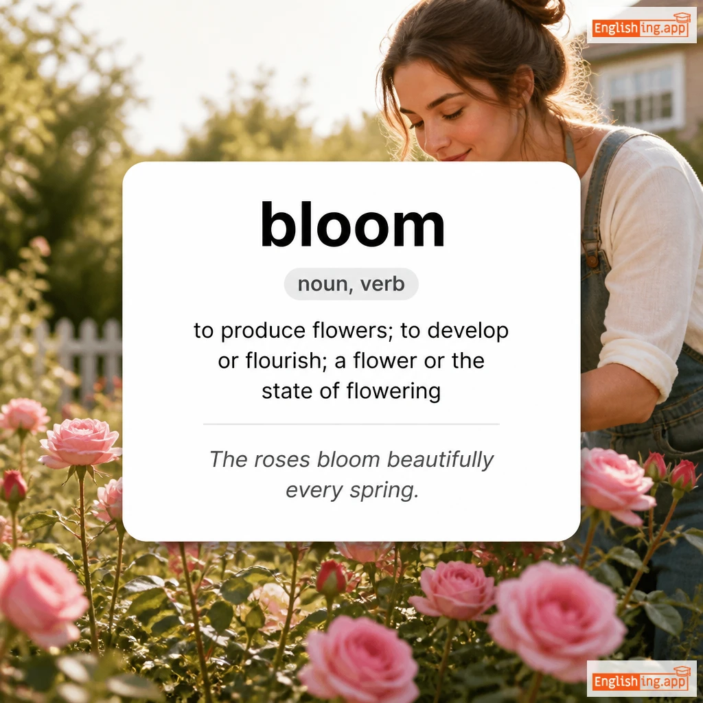 bloom definition card — visual illustration of the meaning