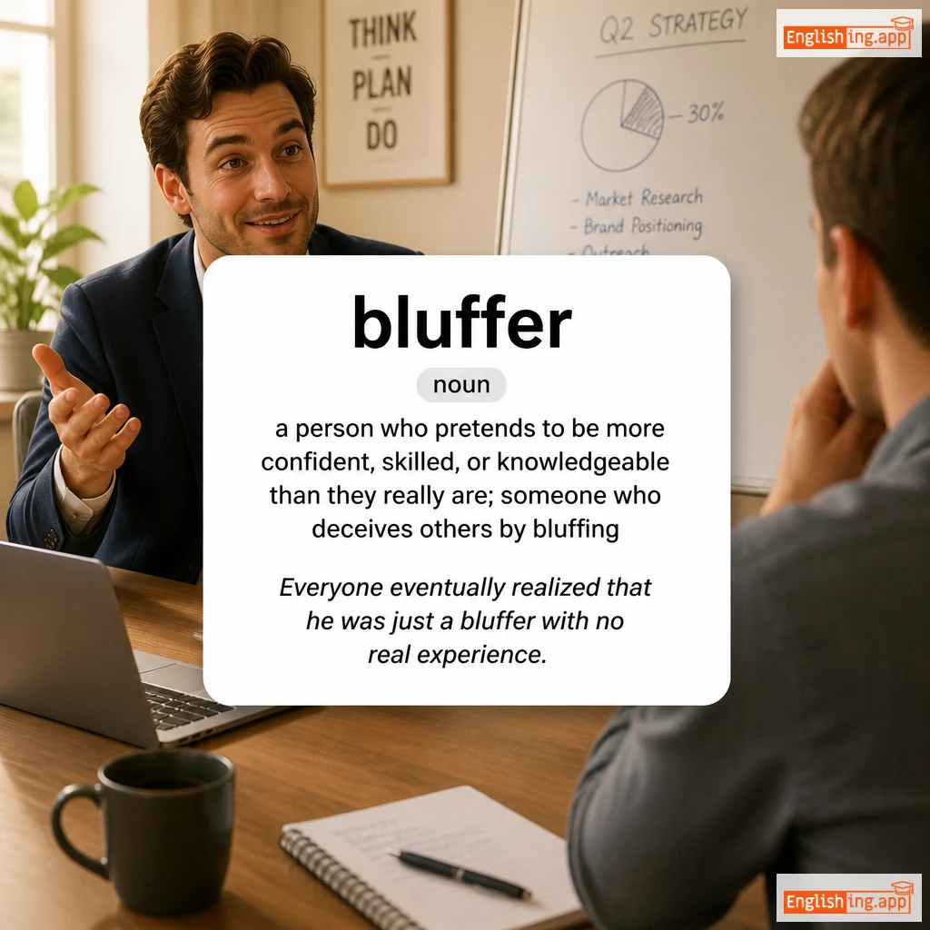bluffer definition card — visual illustration of the meaning