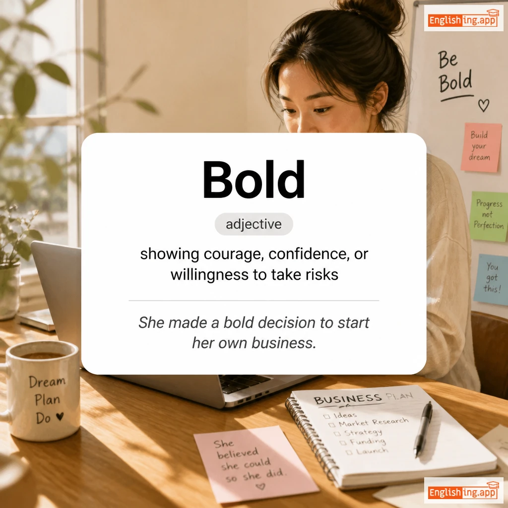 Bold definition card — visual illustration of the meaning