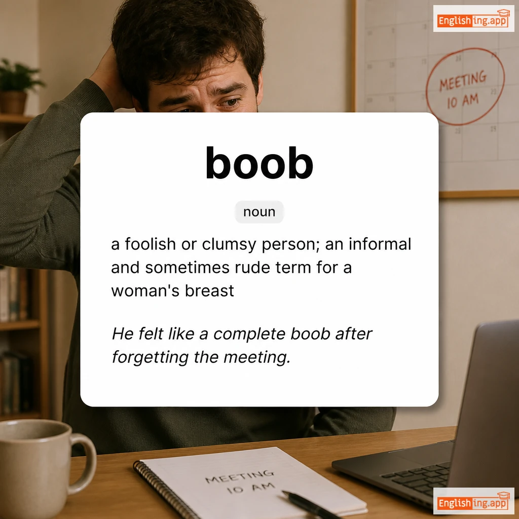 boob definition card — visual illustration of the meaning