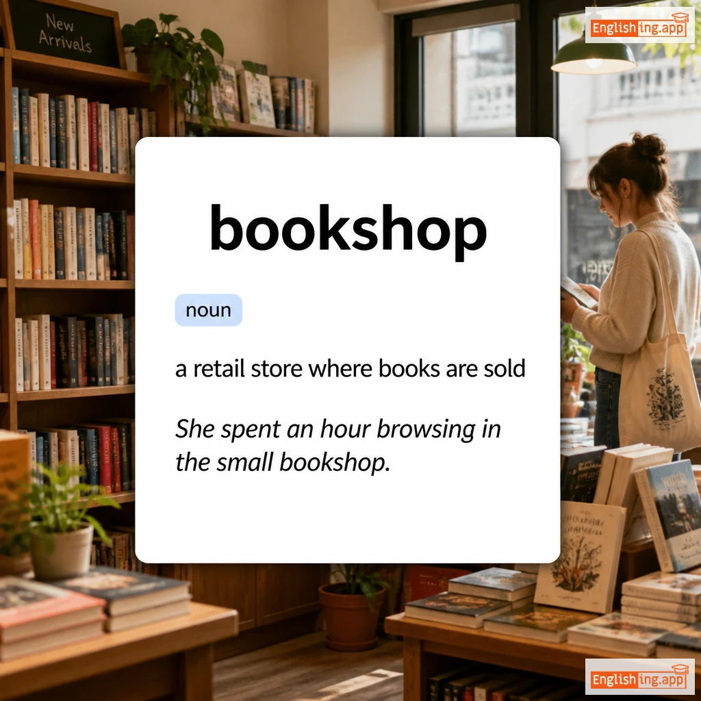 bookshop definition card — visual illustration of the meaning