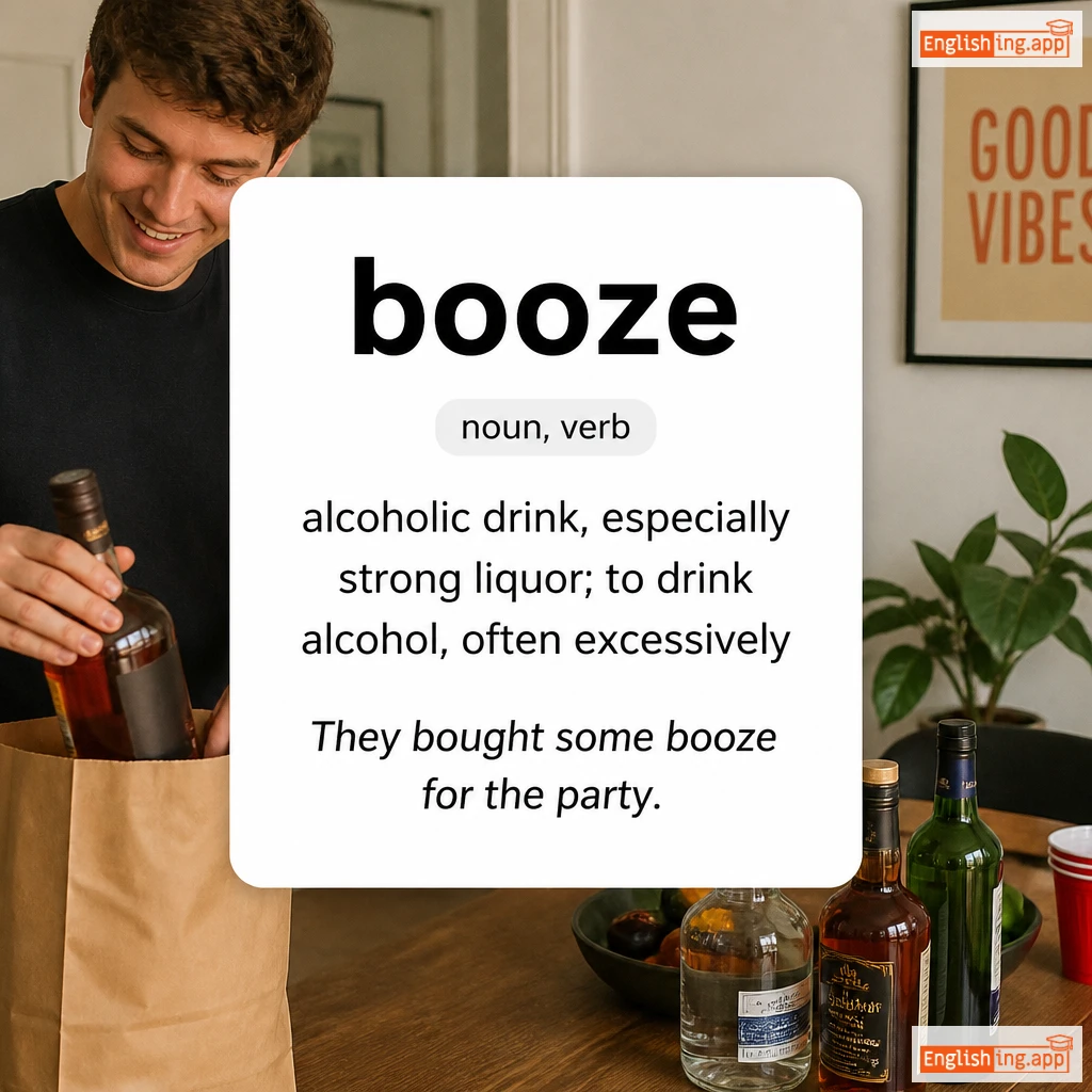 booze definition card — visual illustration of the meaning