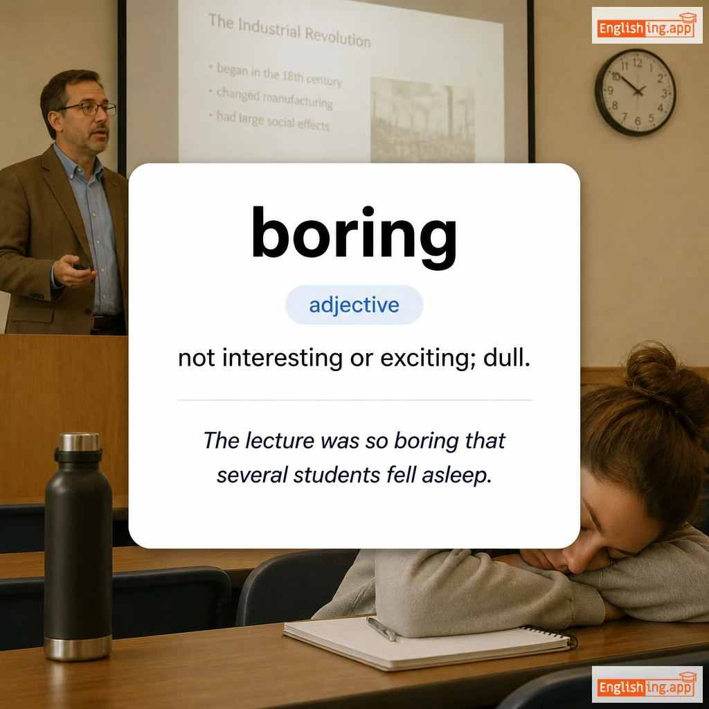 boring definition card — visual illustration of the meaning