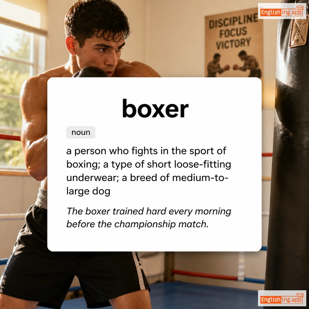boxer definition card — visual illustration of the meaning
