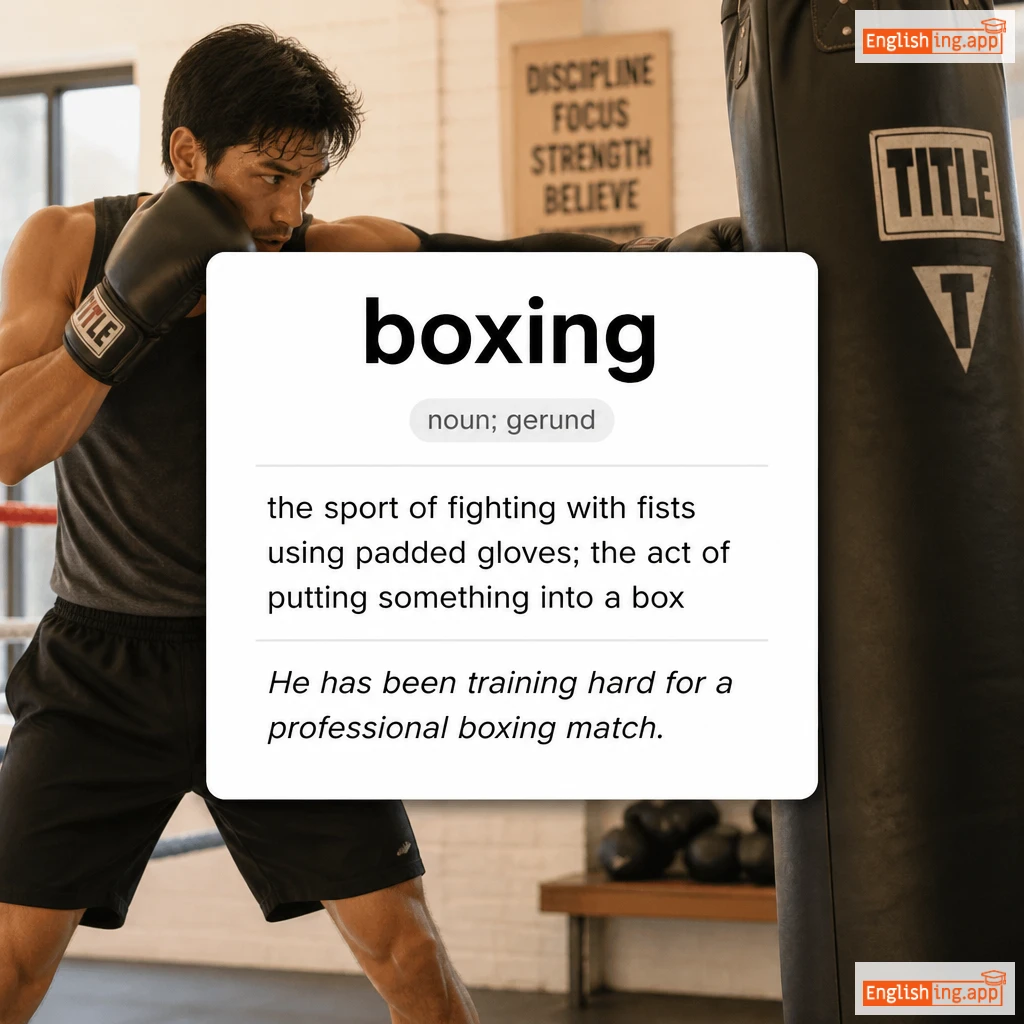 boxing definition card — visual illustration of the meaning