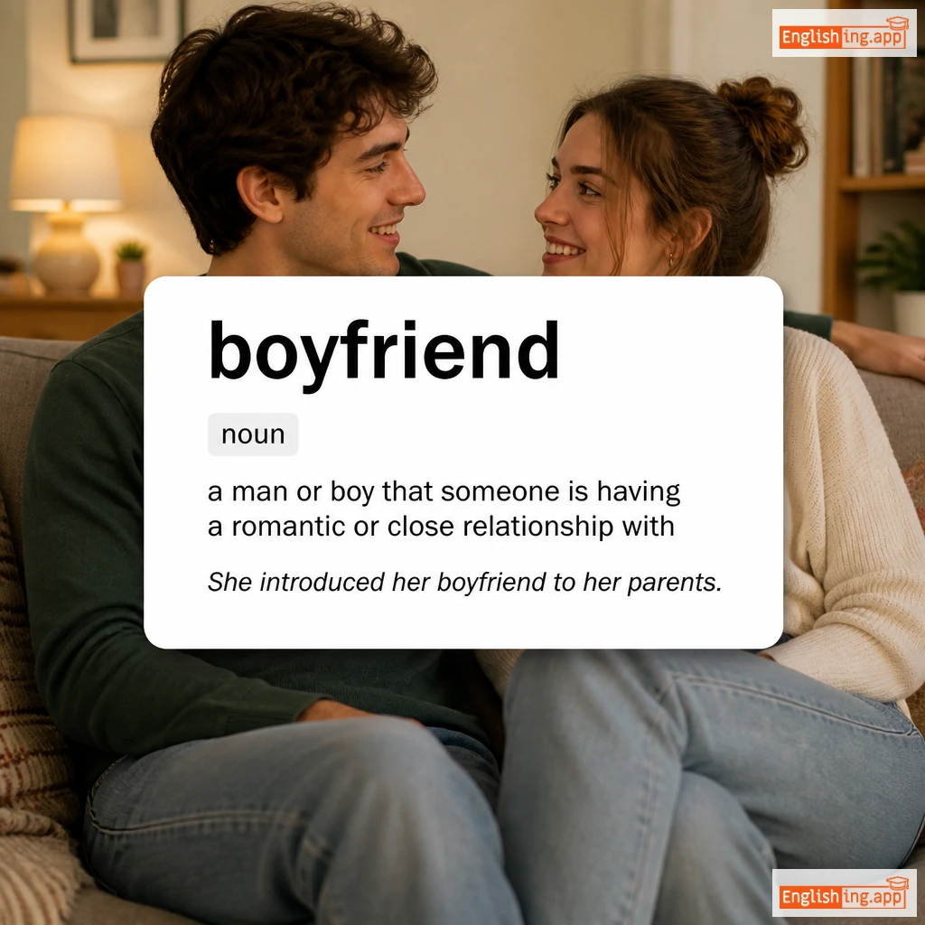 boyfriend definition card — visual illustration of the meaning