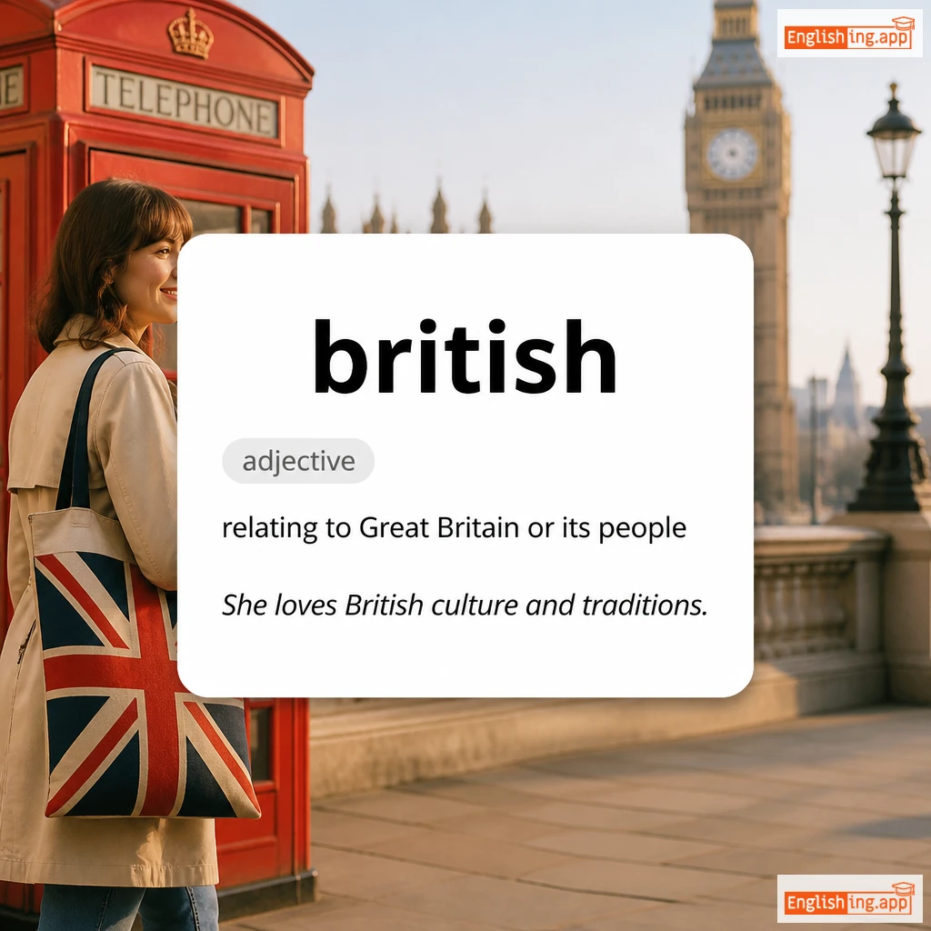 british definition card — visual illustration of the meaning
