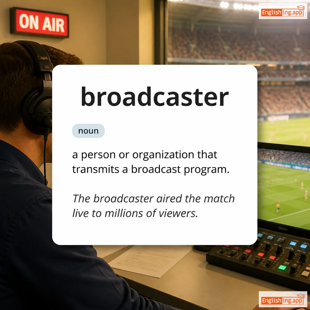 broadcaster definition card — visual illustration of the meaning