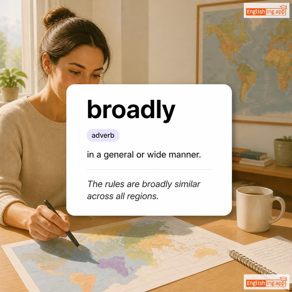 broadly definition card — visual illustration of the meaning