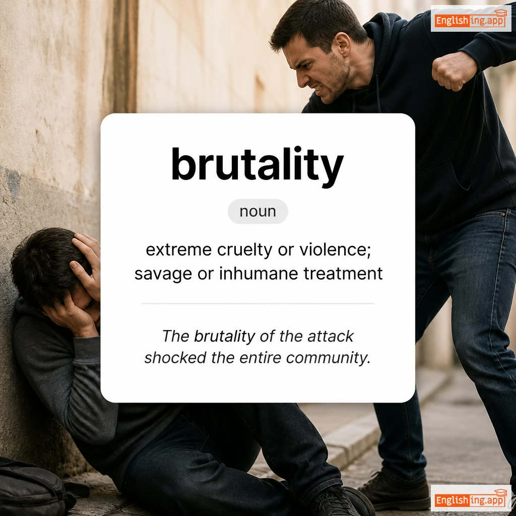 brutality definition card — visual illustration of the meaning