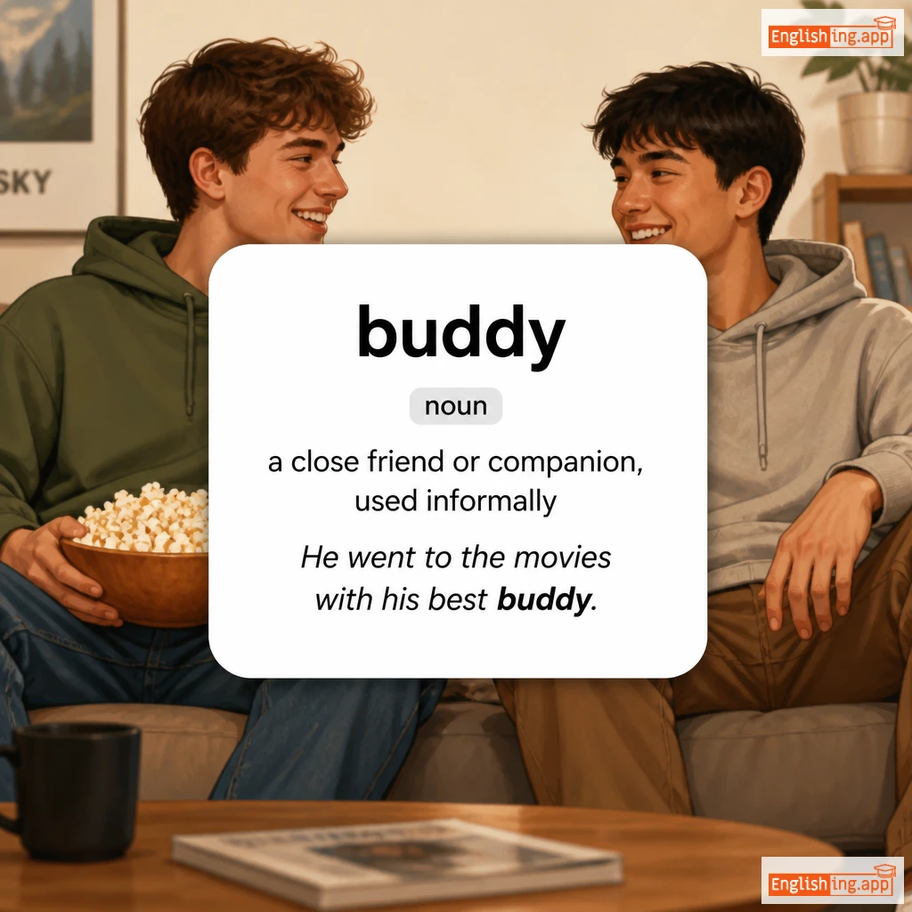 buddy definition card — visual illustration of the meaning