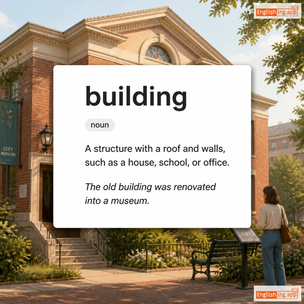 building definition card — visual illustration of the meaning