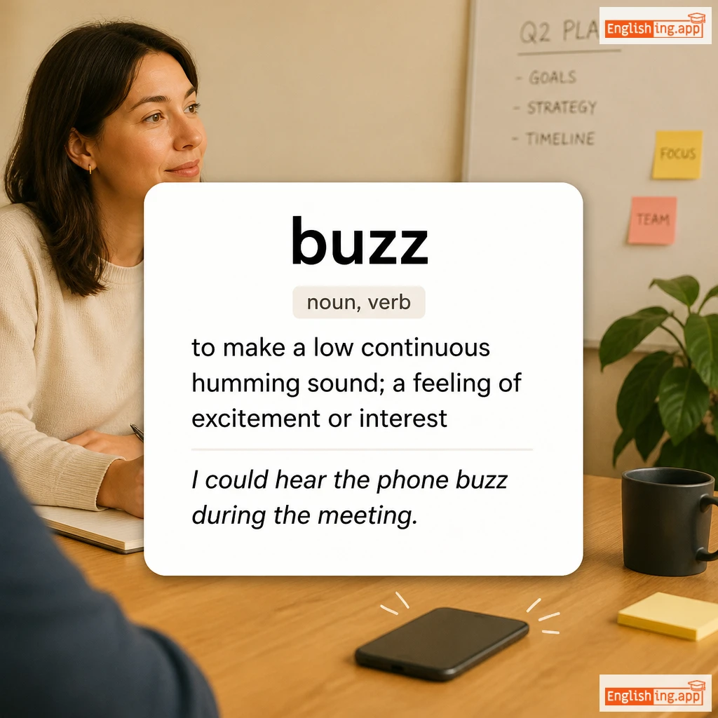 buzz definition card — visual illustration of the meaning