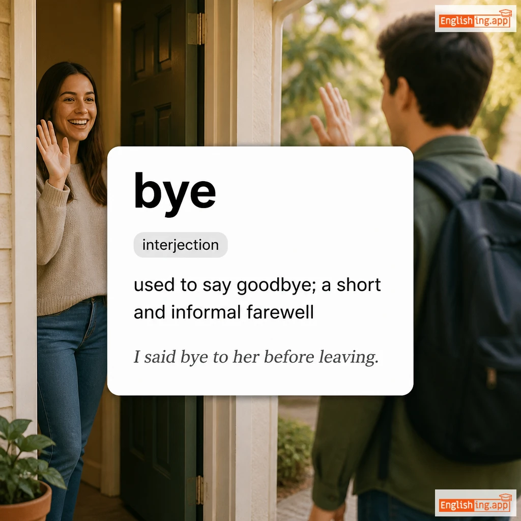 bye definition card — visual illustration of the meaning