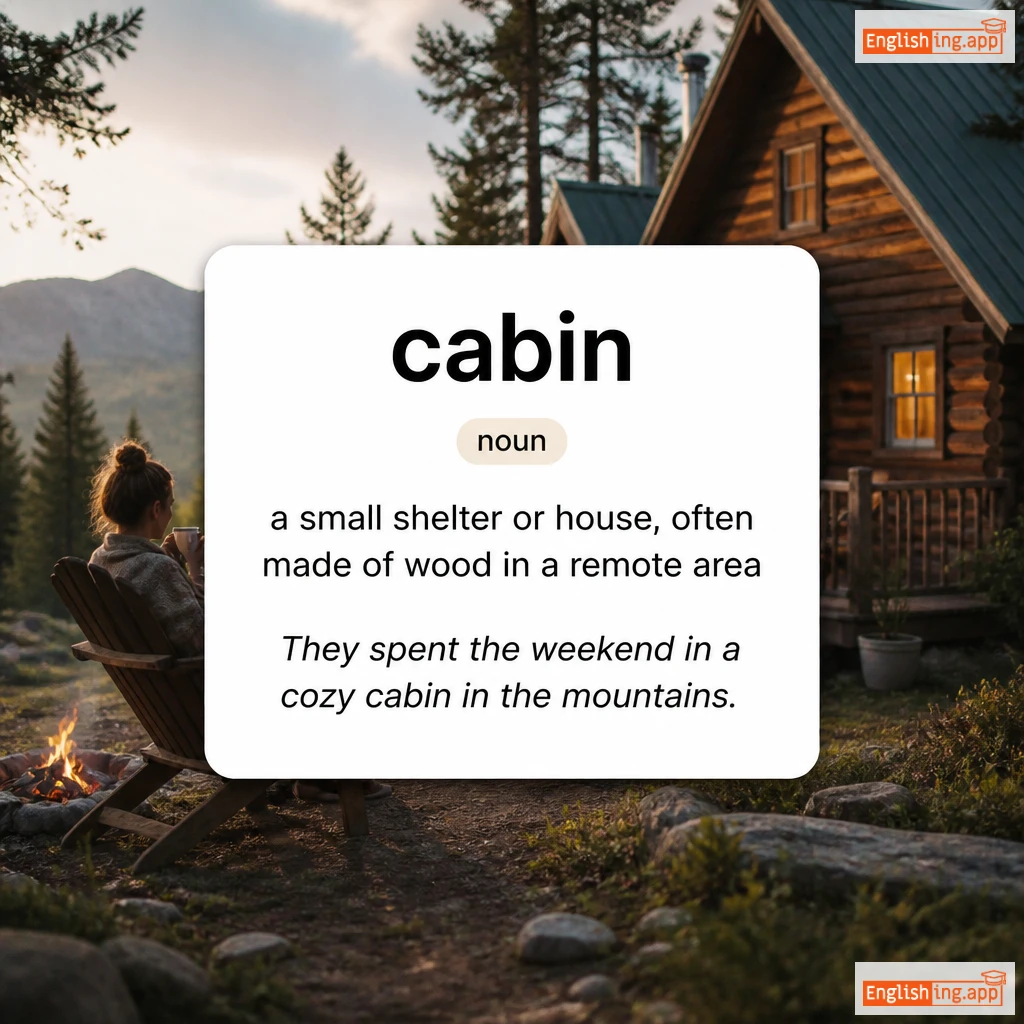 cabin definition card — visual illustration of the meaning