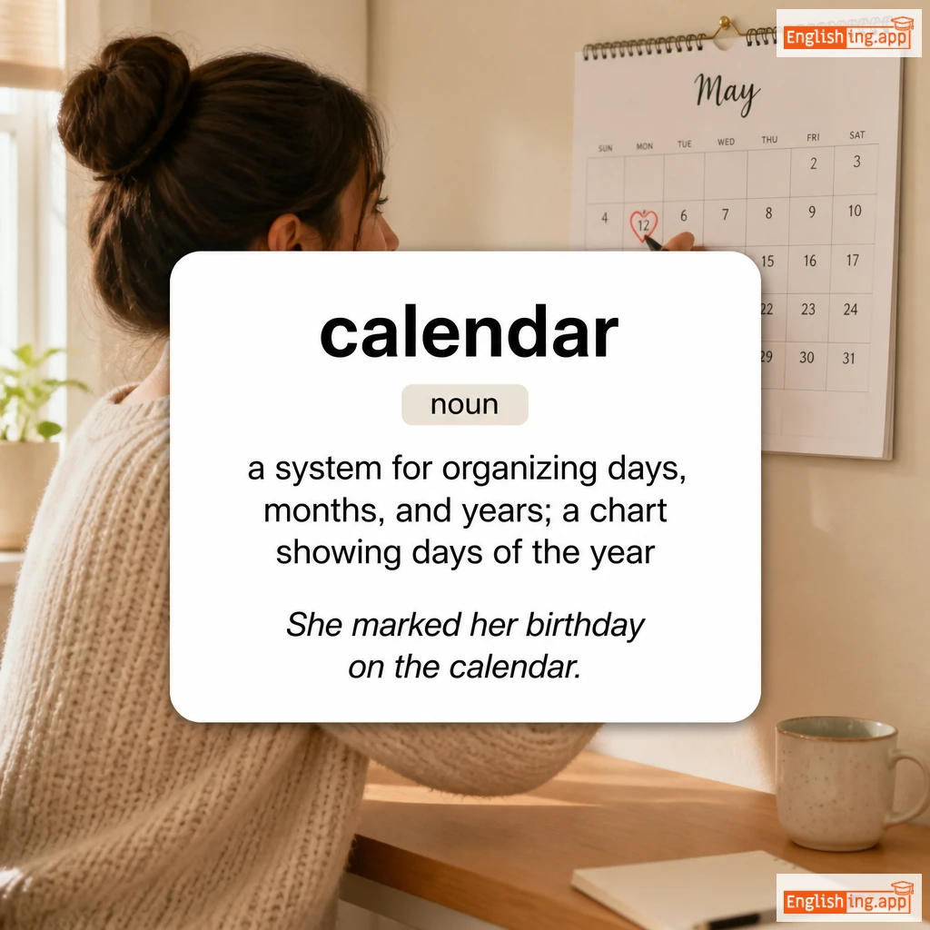 calendar definition card — visual illustration of the meaning