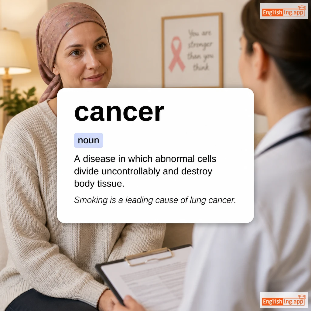 cancer definition card — visual illustration of the meaning