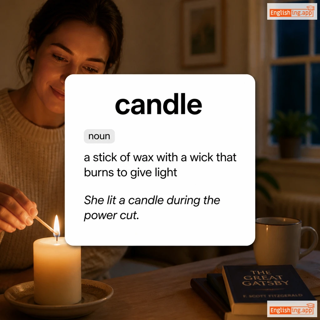 candle definition card — visual illustration of the meaning