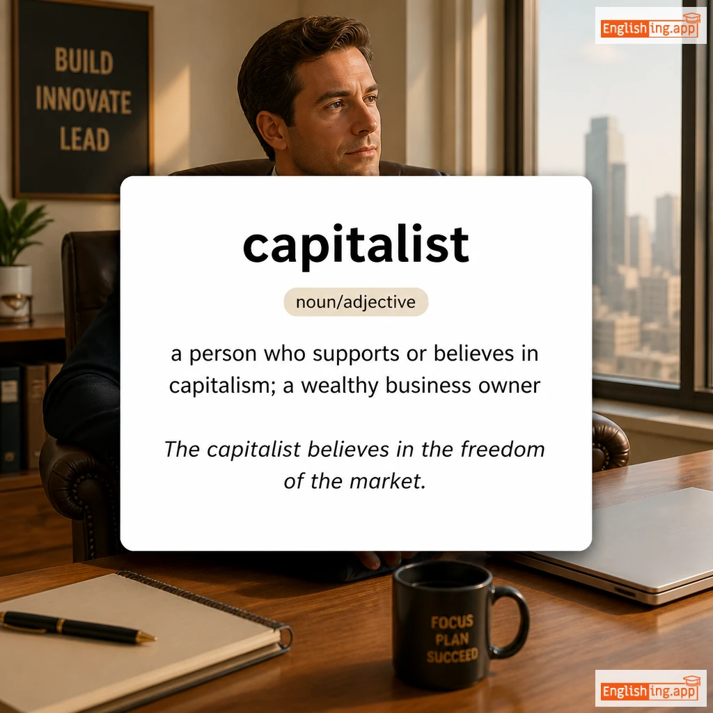 capitalist definition card — visual illustration of the meaning