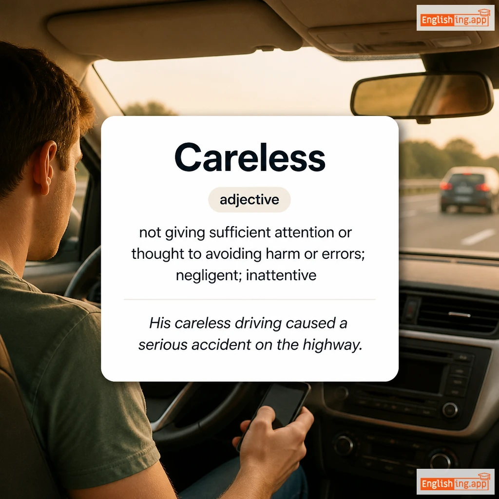 Careless definition card — visual illustration of the meaning