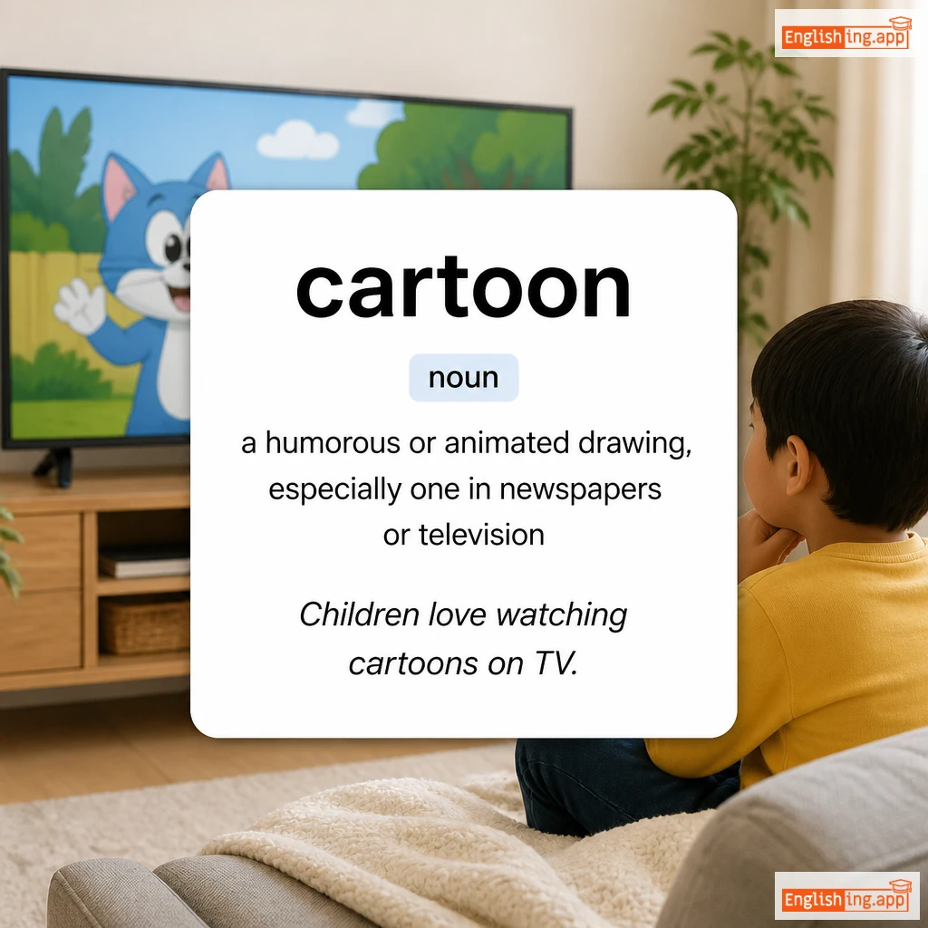 cartoon definition card — visual illustration of the meaning