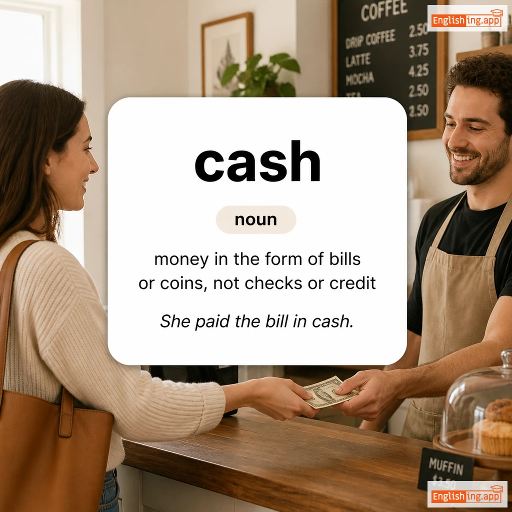 cash definition card — visual illustration of the meaning