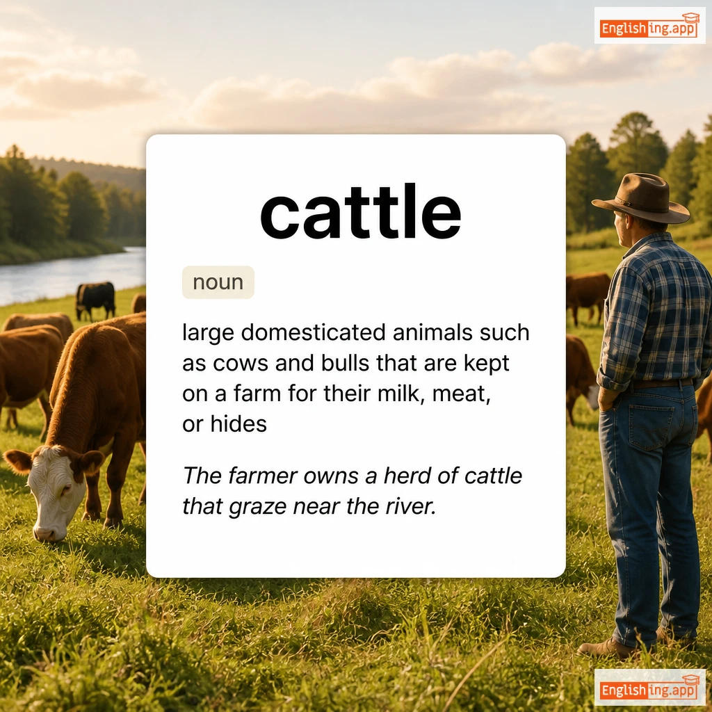 cattle definition card — visual illustration of the meaning