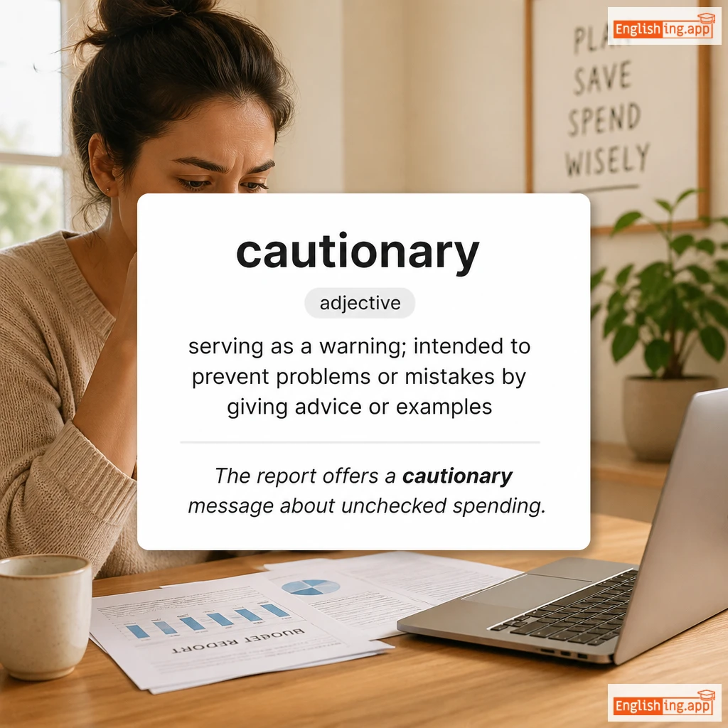 cautionary definition card — visual illustration of the meaning