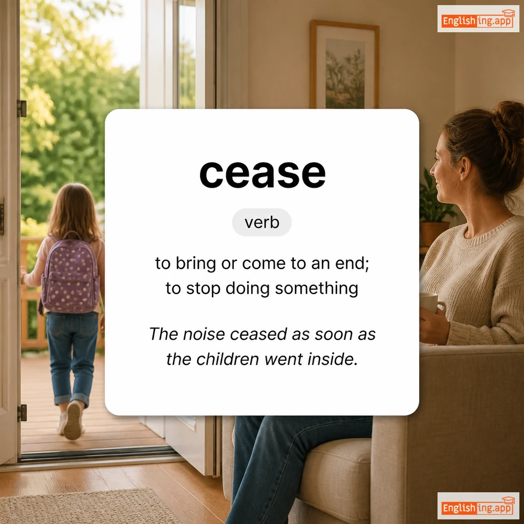cease definition card — visual illustration of the meaning