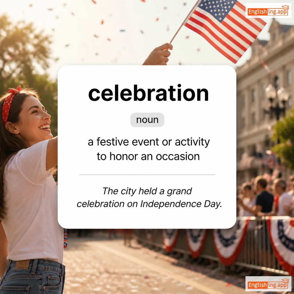 celebration definition card — visual illustration of the meaning