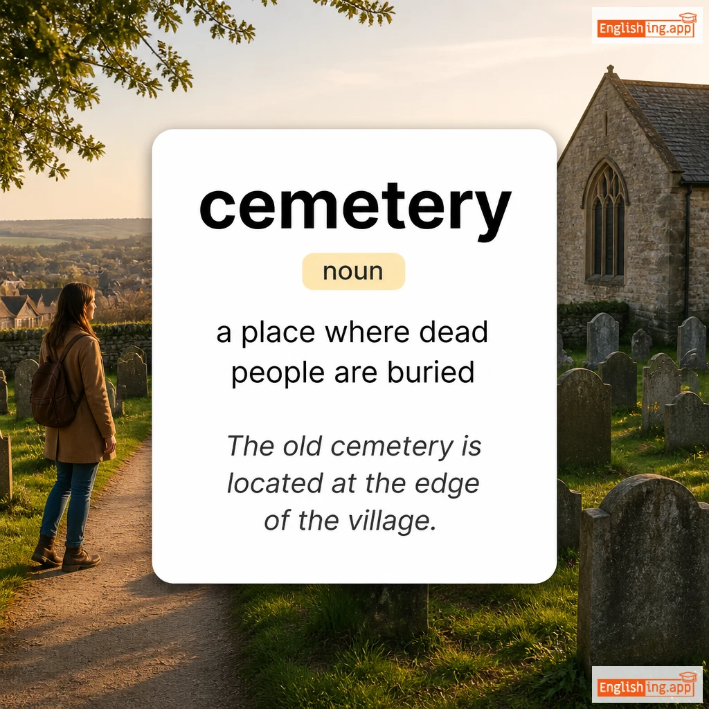 cemetery definition card — visual illustration of the meaning