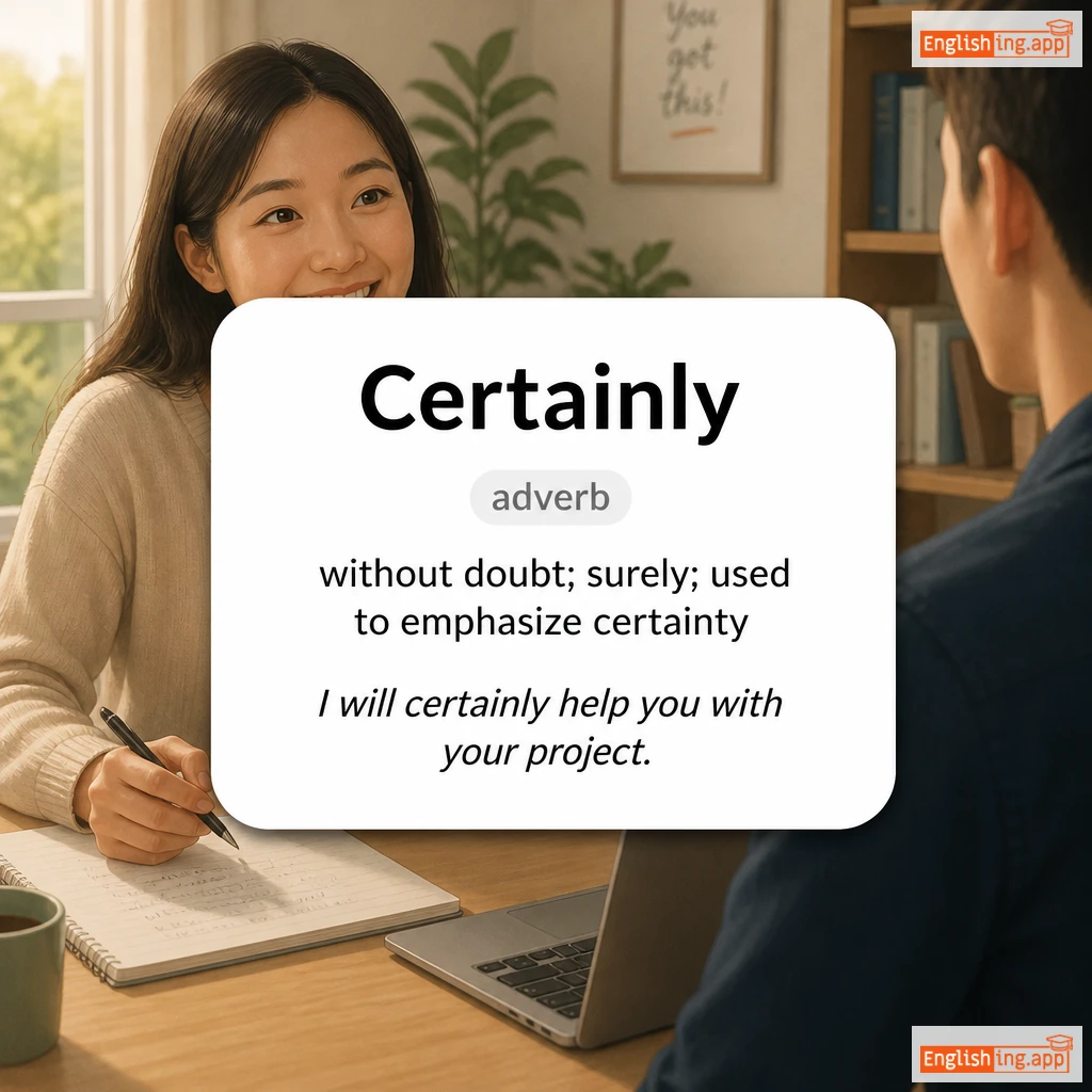Certainly definition card — visual illustration of the meaning