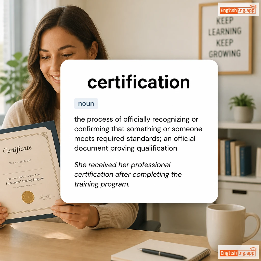 certification definition card — visual illustration of the meaning