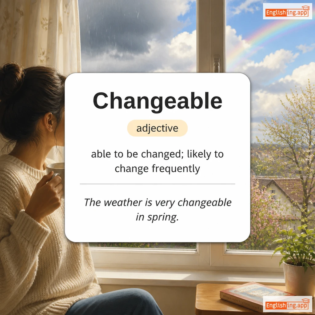 Changeable definition card — visual illustration of the meaning