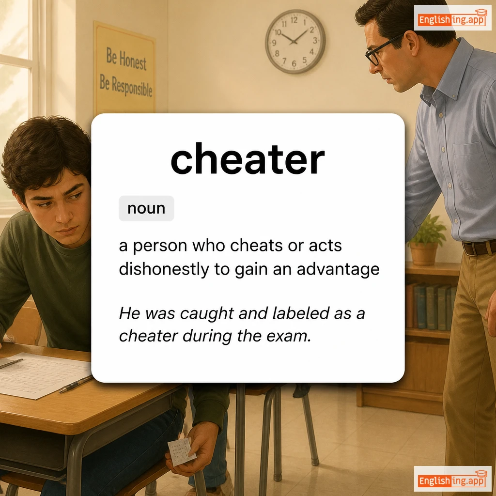 cheater definition card — visual illustration of the meaning